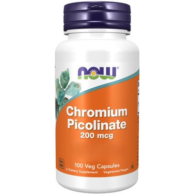 Now Foods, Chromium Picolinate, 200mcg, 100 Vegan Capsules, Lab-Tested, Soy Free, Gluten Free, Vegetarian, Non-GMO