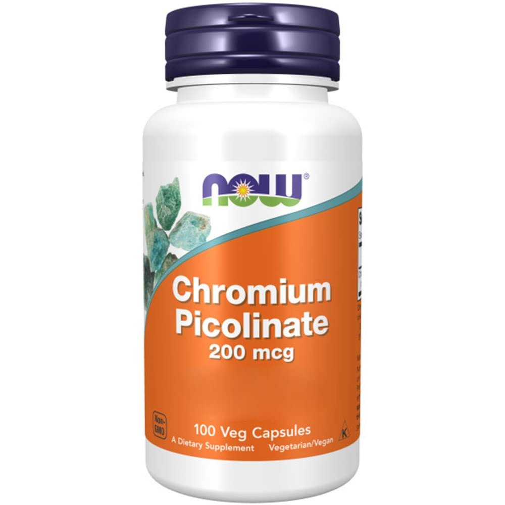 Now Foods, Chromium Picolinate, 200mcg, 100 Vegan Capsules, Lab-Tested, Soy Free, Gluten Free, Vegetarian, Non-GMO