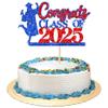 Rsstarxi 1 Pack Congrats Class of 2023 Cake Topper Glitter Class of 2023 Grad Cap Diploma Cake Pick Girl Graduation Decorations for College 2023 Graduation Party Cake Decorations Red Blue view 1