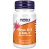 Now Foods, Mega D-3 & MK-7, Vitamin D3 and K2, Depot, Every 5 Days 1 Capsule, High Dose, 60 Capsules, Gluten Free, Non GMO view 1
