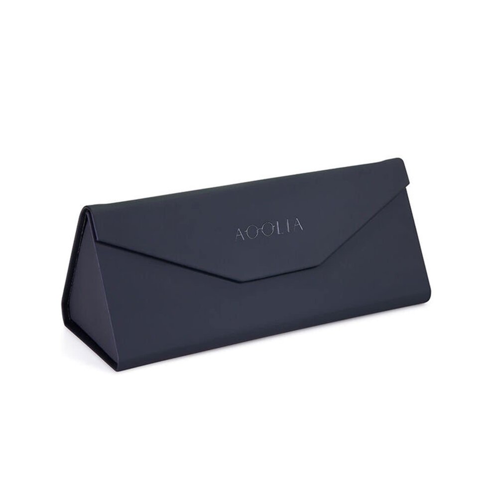 AOOLIA PU Leather Folding Glasses Cases: Classic Tri-Fold Hard Shell Sunglasses Case Eyeglass Portable Storage Bag Eyeglasses Protection for Women Men (Black)