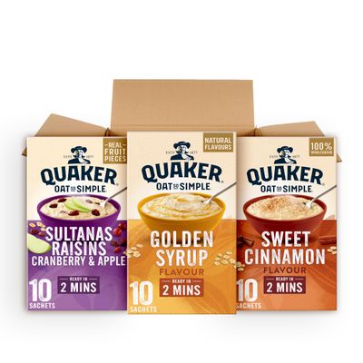 Quaker Indulgent Variety Flavour Sachets | Golden Syrup | Cinnamon | Sultanas, Raisins, Cranberry & Apple | (30 Sachets Total)