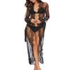 AKAZI Women Sexy Lingerie Babydoll Sleepwear Waist Belt Long Nightgown Dress (Black S) view 1