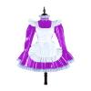 Plus Size Lace Trim Mini Dress Women Long Sleeve Dress with White Apron Valentine Costume,Rose Purple,7XL view 1