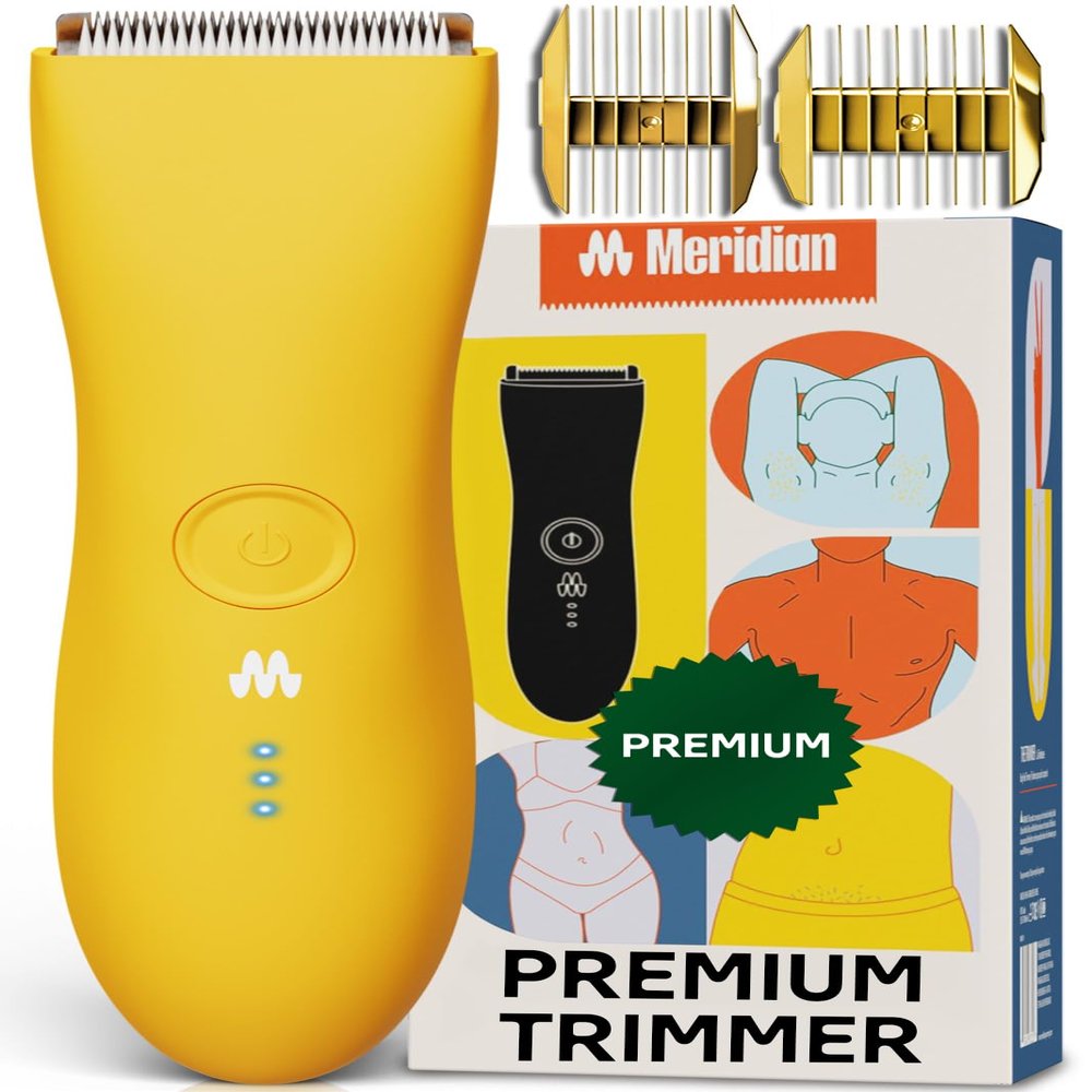 Meridian The Trimmer Premium, Body Hair Trimmer & Electric Shaver for Men and Women for Pubic Hair, Chest, Legs & Bikini Line, Waterproof & Rechargeable, Solar