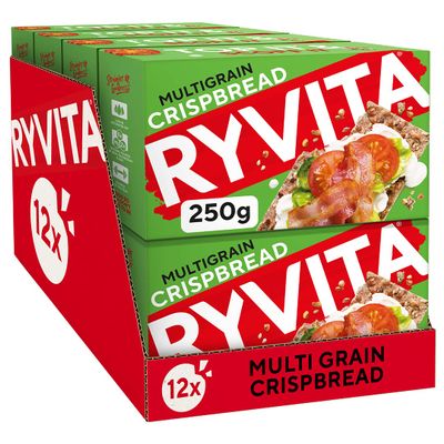 Ryvita Multigrain Crispbread | Healthy Snack | High in Fibre | 12 PACKS of 250g