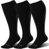 LEVSOX Wide Calf Bamboo Compression Socks for Women&Men Plus Size 15-20mmHg Knee High Support Sock for Circulation, 3 Pair-black, XX-Large view 1