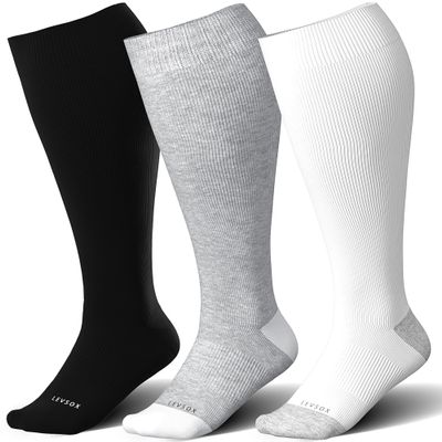 Nurse Socks, Women's Novelty Socks, Meds Crew Socks, Gift for a Nurses, 3 pairs-black/white/grey, XXL