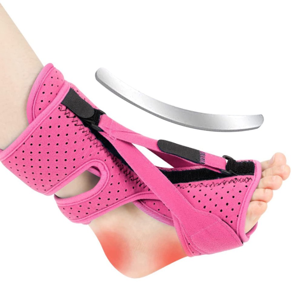 Eyccier Plantar Fasciitis Night Splint Plantar Fasciitis Brace Planter Facetious Support Lightweight Foot Drop Brace Relief Heel Pain Foot Drop Ankle Support for Men Women Pink