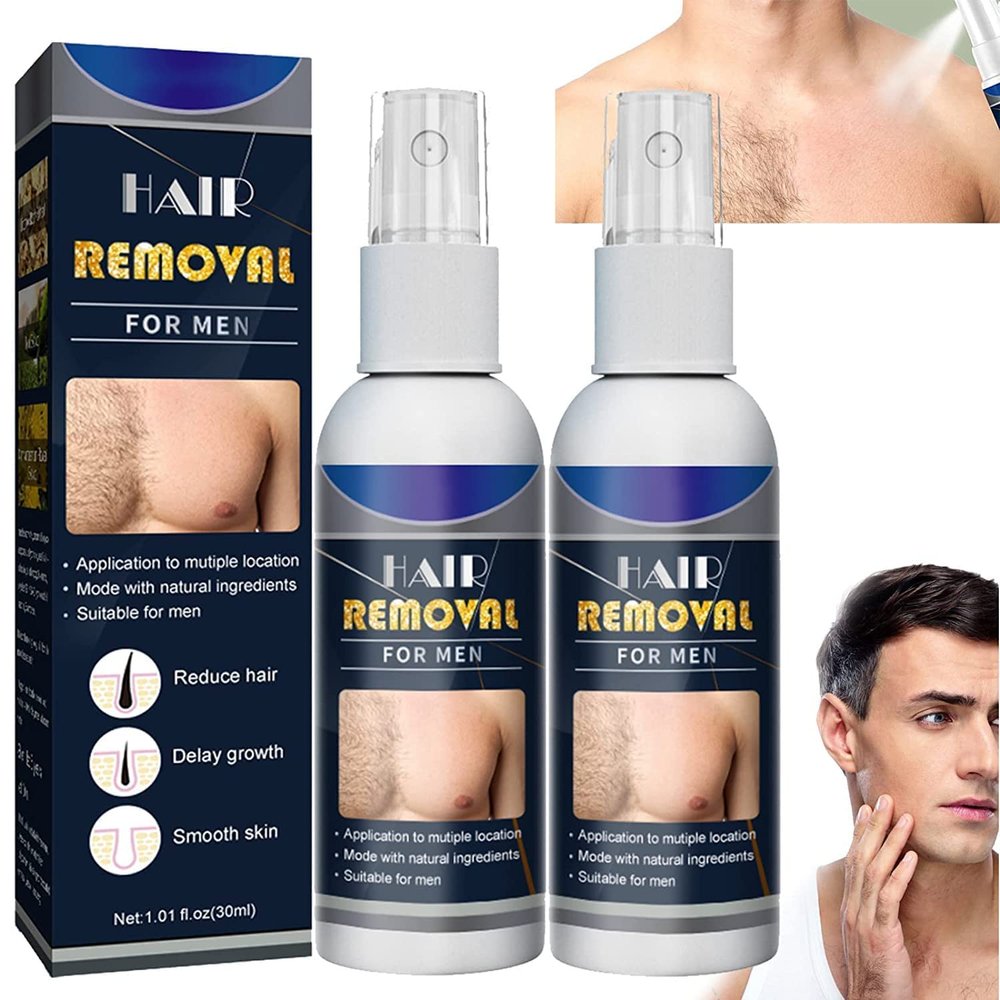 2 Pcs 2023 New Junrinogin Semi-Permanent Hair Removal Spray, Body Hair Removal Spray, Easy Off Foaming Natural Permanent Hair Removal Spray (Man)