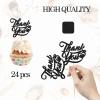 INNORU Thank You Cupcake Toppers, Wedding Bridal Shower Cake Toppers, Engagement, Baby Shower, Thanksgiving Day Party Decorations Supplies, Pack of 24 Black Glitter view 2