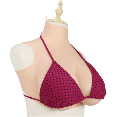 WQCZM Silicone Breastplate Realistic B-H Cup Breast Forms for Crossdresser Fake Boobs, Drag Queen with Silicone/Cotton Filled,Color 1,E Silicone