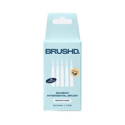 Brushd. Bamboo Interdental Brushes, Biodegradable Bamboo Handle, Interdental Brushes Between Teeth Cleaner Toothpick, Sizes 0.4, 0.5, 0.6, 0.8 & 1mm