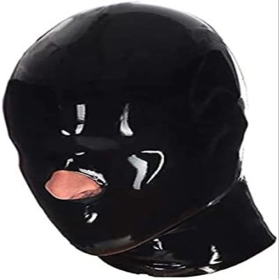Latex Mask Open Nose Rubber Unisex Hood with Rear Zipper Handmade,Medium