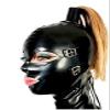 Latex Rubber Full Hood Unisex Mask with Hair Tube Eyes&Mouth Mask with Rear Zipper Handmade,Have Wig,X-Large view 2