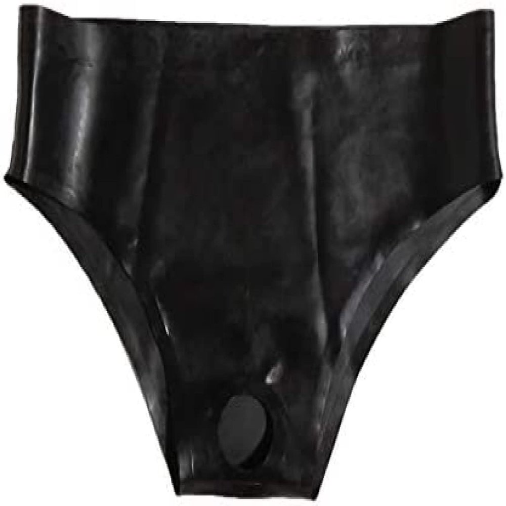 Sexy Man Rubber Latex Shorts Briefs Underwear with Hole Handmade Sex Panties,Large