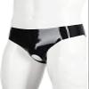 Sexy Man Rubber Latex Shorts Briefs Underwear with Hole Handmade Sex Panties,Large view 3