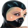100% Latex Head Cover Black Mask Translucent Club Wear,Black,Medium view 2