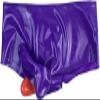 Latex Shorts Briefs Rubber Men Underwear Purple Shorts Tight with Two Condom for Bodysuit Fetish Party Clubwear,Large view 3