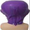 Sexy Purple Latex Hood Mask with White Trim Rubber Unisex Mask for Catsuit Party,X-Large view 3