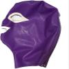 Sexy Purple Latex Hood Mask with White Trim Rubber Unisex Mask for Catsuit Party,X-Large view 4