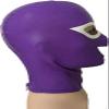 Sexy Purple Latex Hood Mask with White Trim Rubber Unisex Mask for Catsuit Party,XX-Large view 1