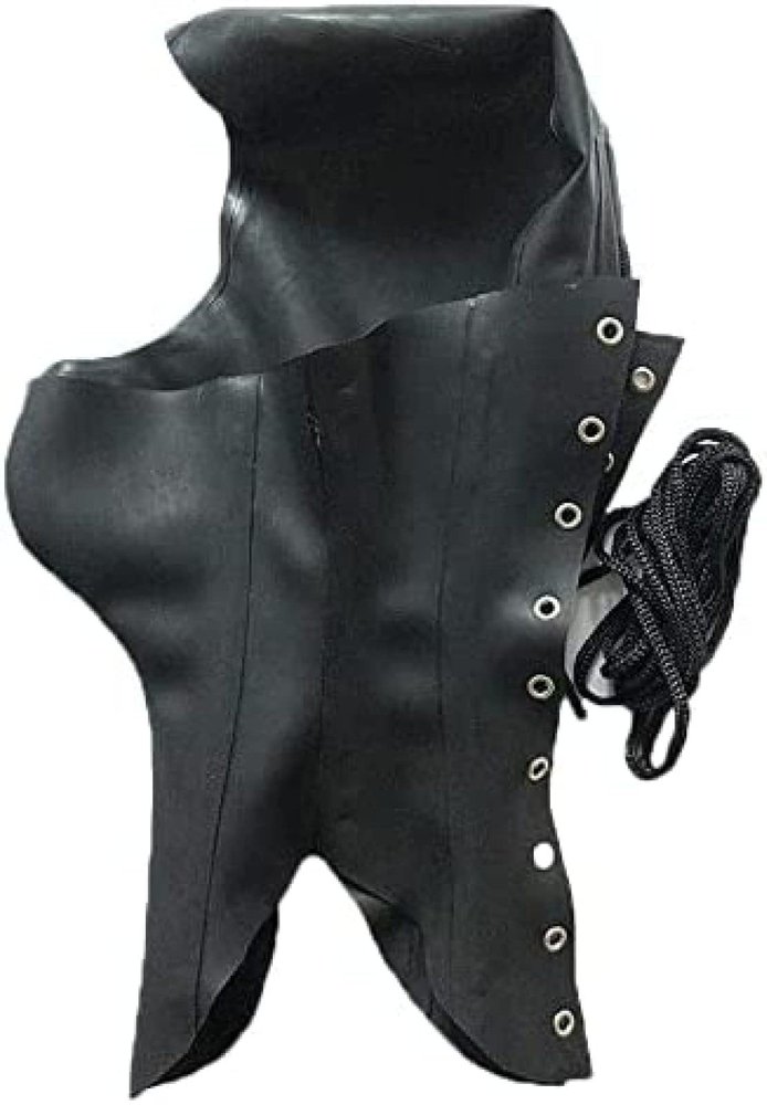 Latex Heavy Rubber Boned Corset Collar Black 1.0mm Latex Mask Hood Neck Latex Accessories for Cosplay Catsuit Party,Medium