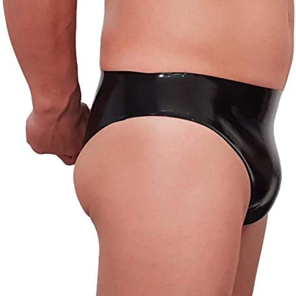 Sexy Black Latex Briefs Men Rubber Male Shorts Underwear Panties,XX-Large