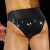 Sexy Black Latex Briefs Men Rubber Male Shorts Underwear Panties,XX-Large view 2