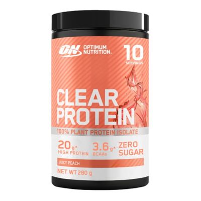 Optimum Nutrition Clear Protein 100% Plant Protein Isolate, Vegan and Sugar-Free High Protein Powder with BCAAs, made from Pea Protein Isolate, Muscle Support & Repair, Juicy Peach, 10 servings, 280 g