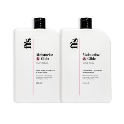 2x 150ml Moisturise & Glide Natural Shaving Cream for Women w/Shea Butter, Coconut Oil, & Witch Hazel - Paraben & Cruelty-Free FFS Beauty Shave Cream for Sensitive Skin - Perfect for Home or Travel