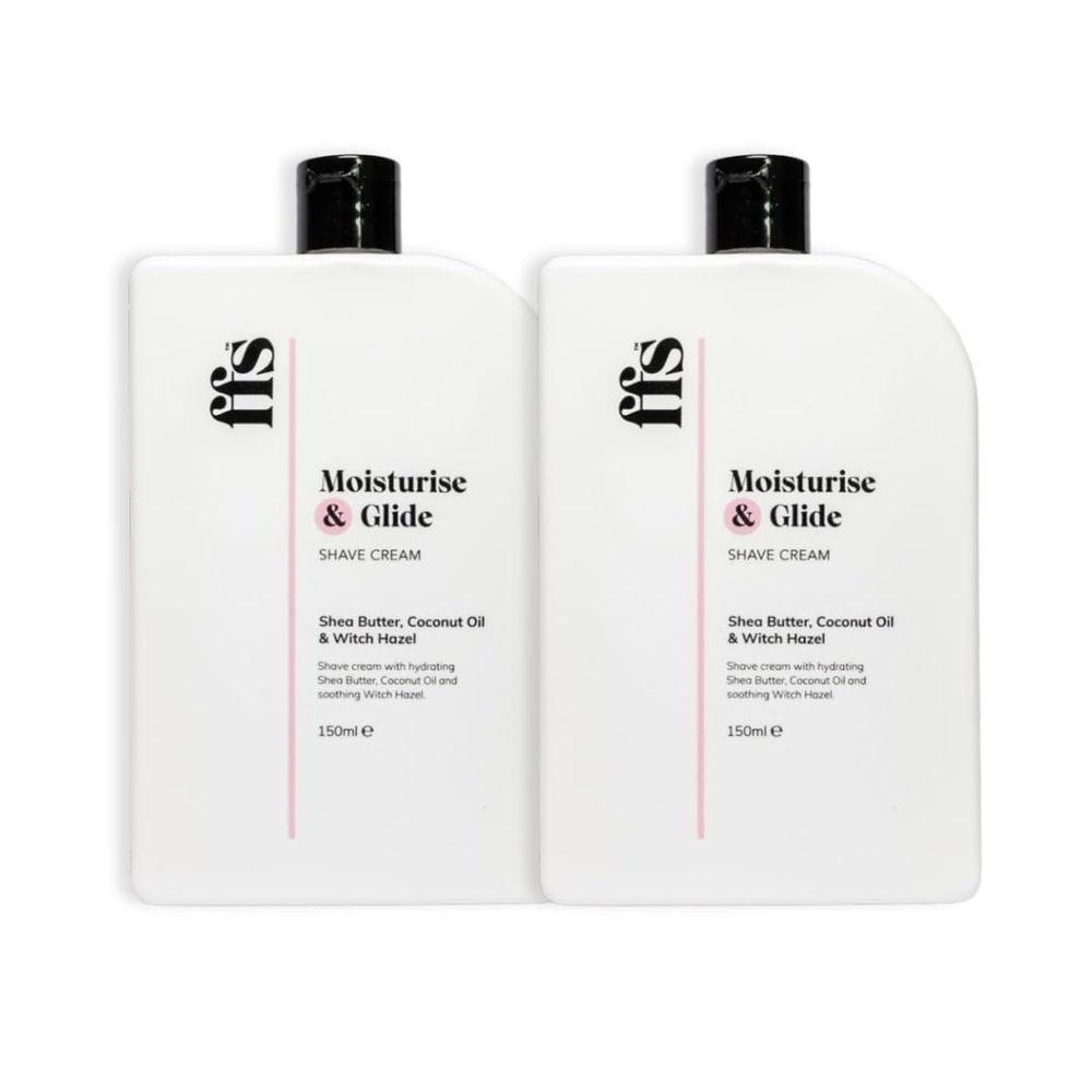 2x 150ml Moisturise & Glide Natural Shaving Cream for Women w/Shea Butter, Coconut Oil, & Witch Hazel - Paraben & Cruelty-Free FFS Beauty Shave Cream for Sensitive Skin - Perfect for Home or Travel