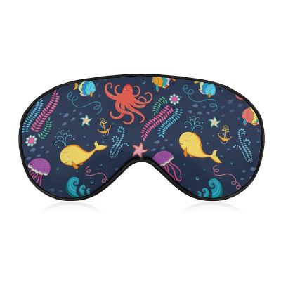 Bright Marine World Sleeping Eye Mask Eye Shade with Adjustable Strap Blindfold for Airplane Travel