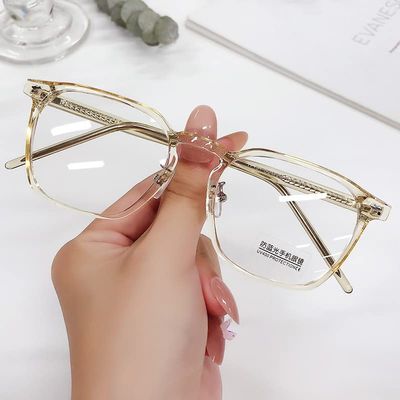 NEWADA Classic Round Reading Glasses Women Men, HD Blue Light Blocking Computer Readers, Anti Glare Flat Light Mirror (Color : Light-Yellow, Size : +0.00)
