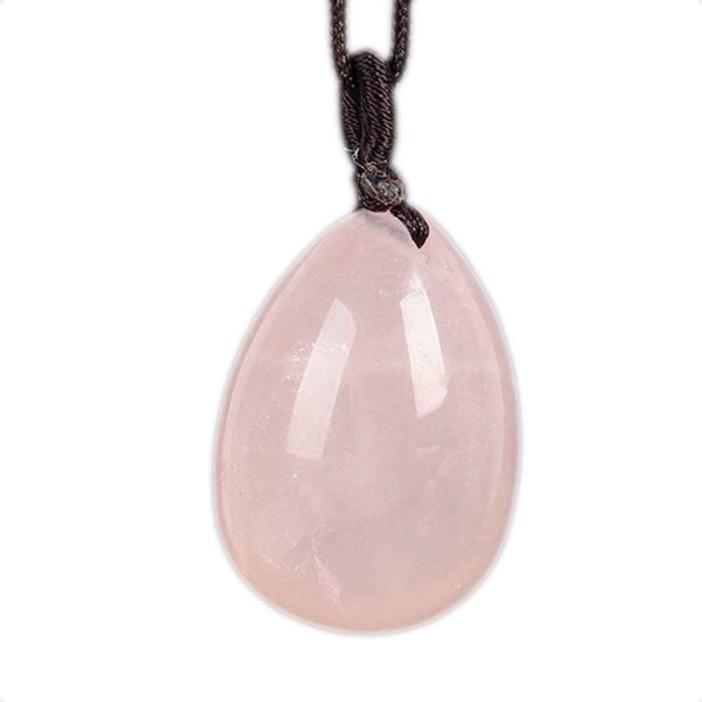 YEDECOR Droplets Shaped Natural Stone Pendants Carved Stone Egg Shape Necklace Healing Crystal Quartz Pendants Necklace Adjustable Braided Rope Pendants for Boys Girls Men Women Gift,RoseQuartz