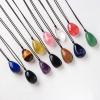 YEDECOR Droplets Shaped Natural Stone Pendants Carved Stone Egg Shape Necklace Healing Crystal Quartz Pendants Necklace Adjustable Braided Rope Pendants for Boys Girls Men Women Gift,RoseQuartz view 4