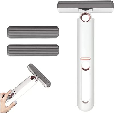 Portable Self-Squeeze Mop, 2023 New Wet and Dry Use Cleaning System, Lazy Hand Wash-Free Strong Absorbent Mop, for Kitchens Tableware Desktop Glass Bathroom, qzjijosen (2 Head and 1 Handle)