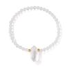 Hexagonal Pendant Bracelet 4mm Faceted Beaded Bracelets for Women Men Natural Stone Amethysts Tiger Eye Stone Bangles,White Crystal,19cm view 1
