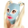 SALANSEX Latex Hood with Braids and Bows, Blue Full Face Cover with Zipper for Master, Queen, Sex, BDSM, Party, Cosplay, Holiday view 1