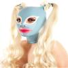 SALANSEX Latex Hood with Braids and Bows, Blue Full Face Cover with Zipper for Master, Queen, Sex, BDSM, Party, Cosplay, Holiday view 2