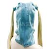 SALANSEX Latex Hood with Braids and Bows, Blue Full Face Cover with Zipper for Master, Queen, Sex, BDSM, Party, Cosplay, Holiday view 3