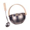 Gralara Sauna Stainless Steel Bucket And Ladle Set Wood Handle for Bathroom Durable view 1