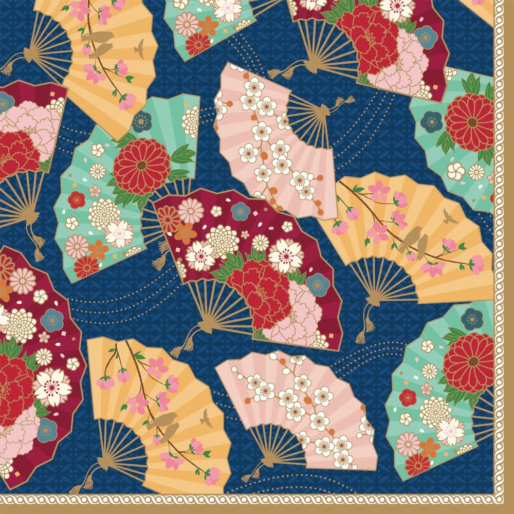 20 Napkins Asian Fans | Table Decoration | Decoupage | Napkin Technology 33 x 33 cm