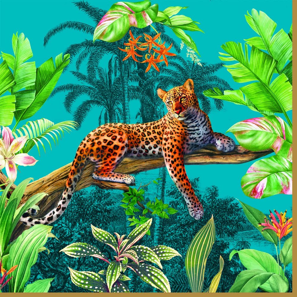 20 Napkins Rested Leopard in the Jungle | Jungle | Animals | Table Decoration | Decoupage | Decoupage | Decoupage | Decoupage | 33 x 33 cm