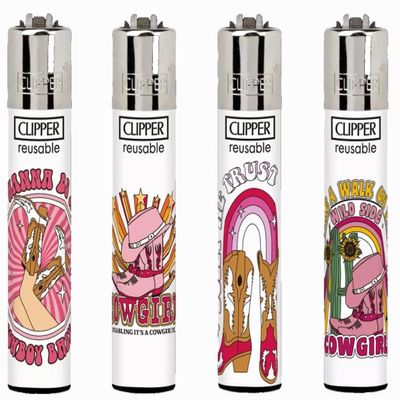 4 x Clipper Lighters Set, Clipper Lighter, Clipper Lighter Refillable Lighters SET DESIGN Cool Vibes (No Fuel)