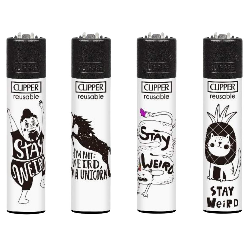 4 x Clipper Lighters Set, Clipper Lighter Refillable Lighters SET DESIGN, Pack of Lighters, New Clipper Lighters (No Fuel)