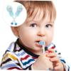 Toyvian Soft Bristle Toddler Toothbrush Set 2pcs Cute Bear Handle Thin Bristles for Gap Cleaning Safe and Sturdy 0-9 Years Children view 3
