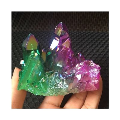 FYUTUR Natural crystal rough Crystal Amazing Stone Green Purple Aura Angel Quartz Crystal Titanium Bismuth Silicon Cluster Rainbows Natural Stones and Minerals