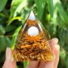 XLDECOR Crystal Ball Pyramid Stone with Tree of Life Symbol, Positive Energy Chakra Healing Stone Reiki Pyramid Decoration for Meditation, Spiritual Healing, Office Feng Shui,Q32-3.14in view 1