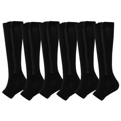 Valcatch Zipper Compression Socks for Women&Men Toeless 20-30 mmHg Support Stockings Calf High Zippered Athletic (3/5 Pairs)